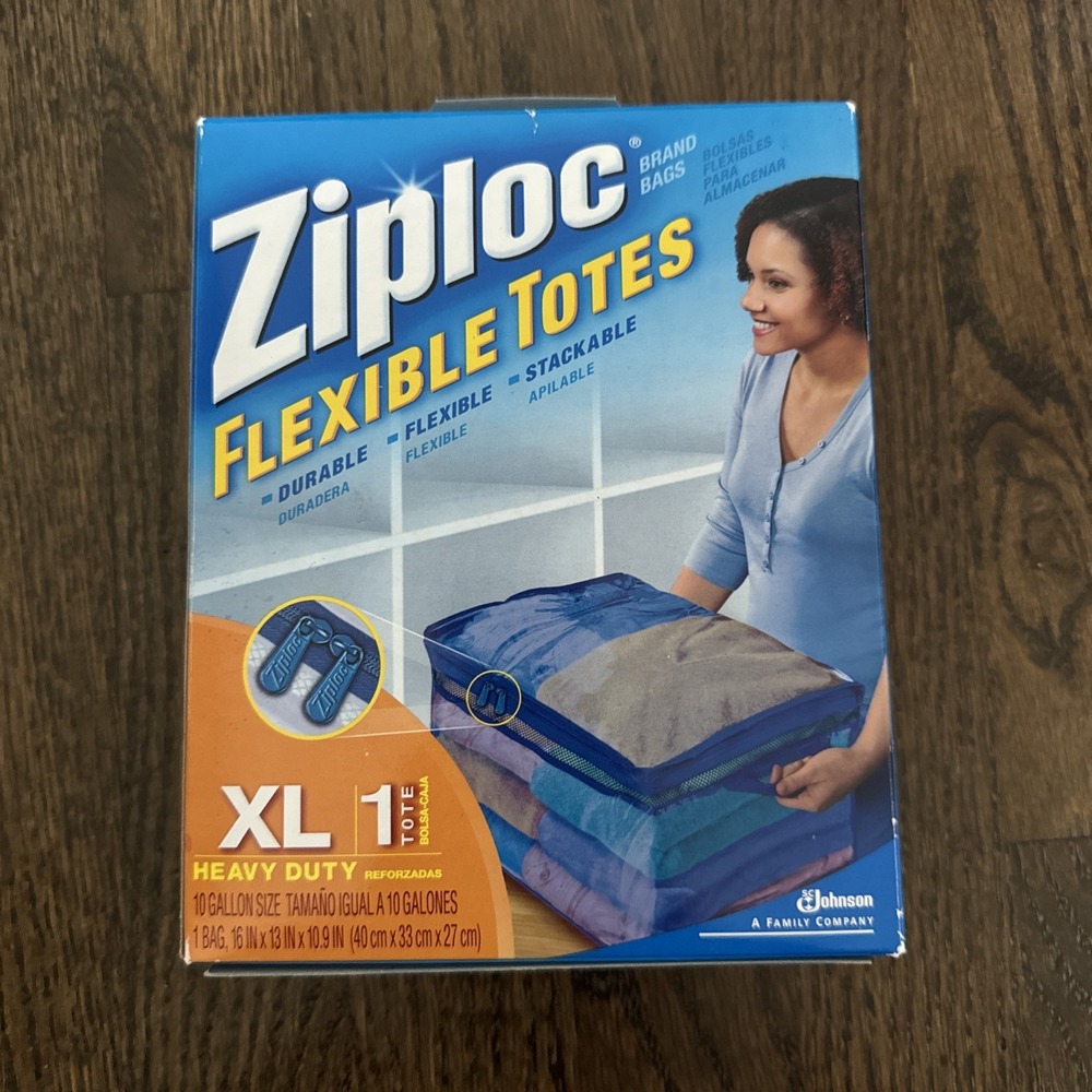 NEW Ziploc X-Large Flexible Storage Tote 10 Gallon Clear Plastic Rare